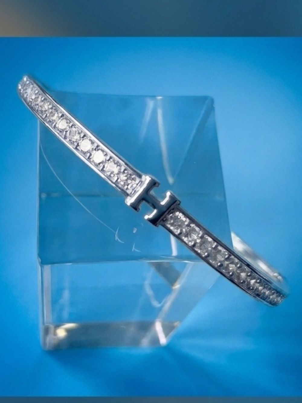 Silver Elegance NEW 'H' Cuff Bangle Bracelet with Box